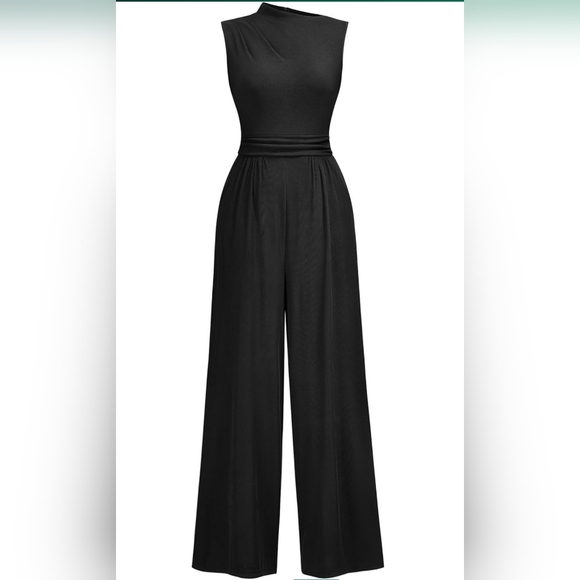 2026 New Release | Black Sleeveless Wide-Leg Jumpsuit | Size Large | NWT - Picture 5 of 5